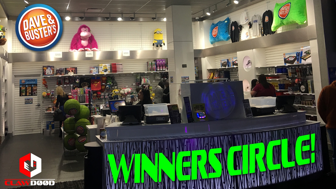 Winners Circle at Dave and Busters! | Prize Redemption Area Walkthrough January 2017 | ClawD00d