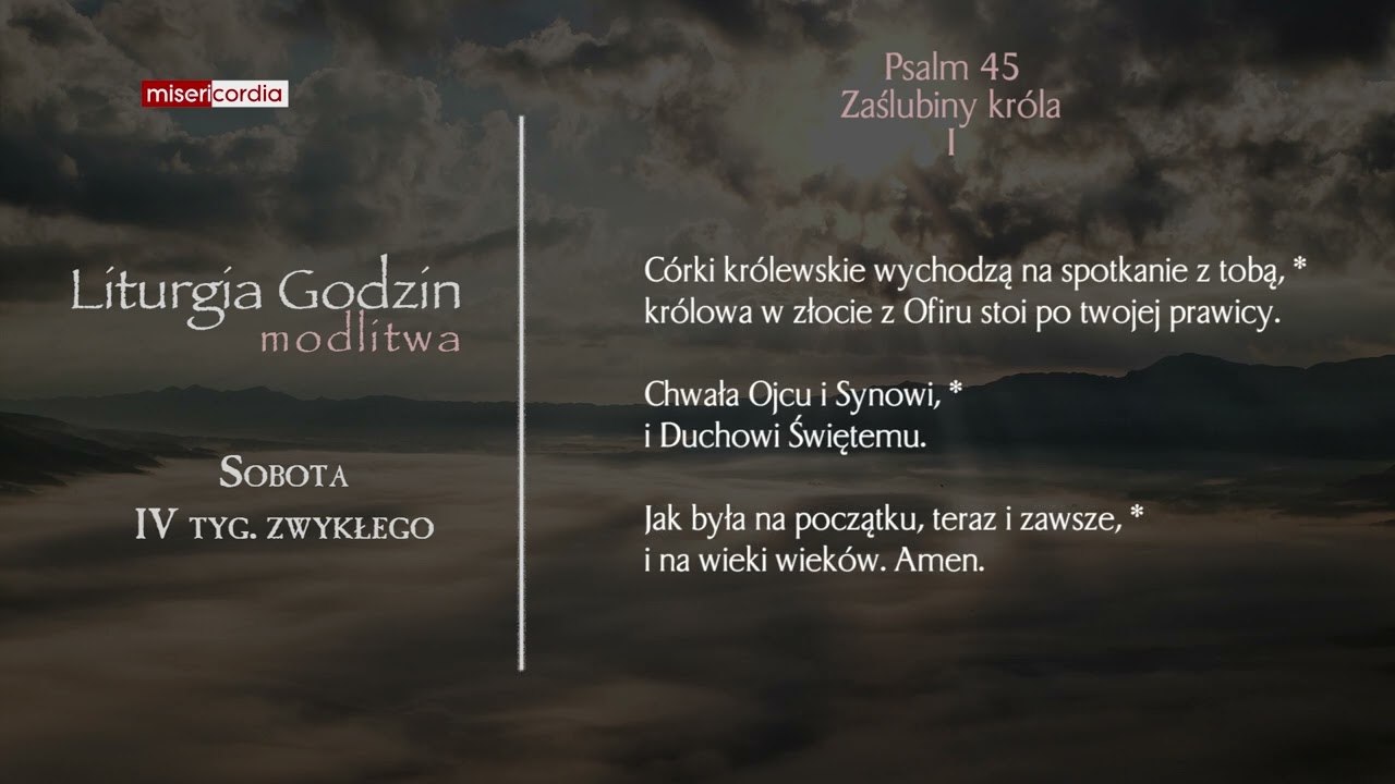 Liturgia Godzin | Modlitwa Południowa | Sobota, IV tyg. zwykłego