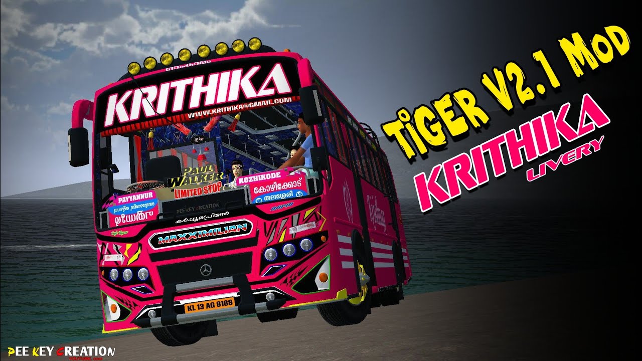 New Private Bus Mod - KRITHIKA Livery Bussid -Tiger V2.1 Mod Bussid V3.7.1