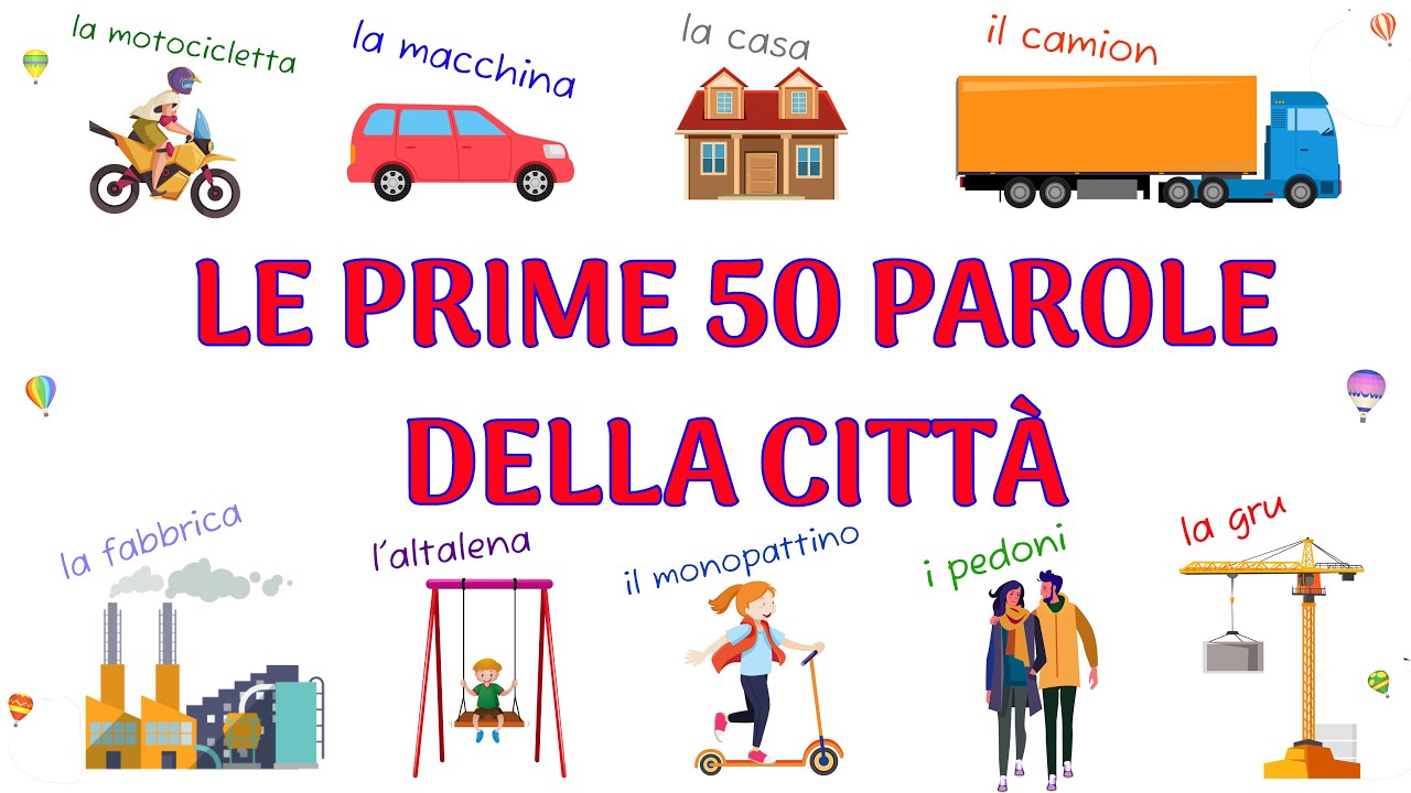 Le prime 50 parole della città | Prime parole parole per bambini di 2-3 anni | Vocabolario bambini