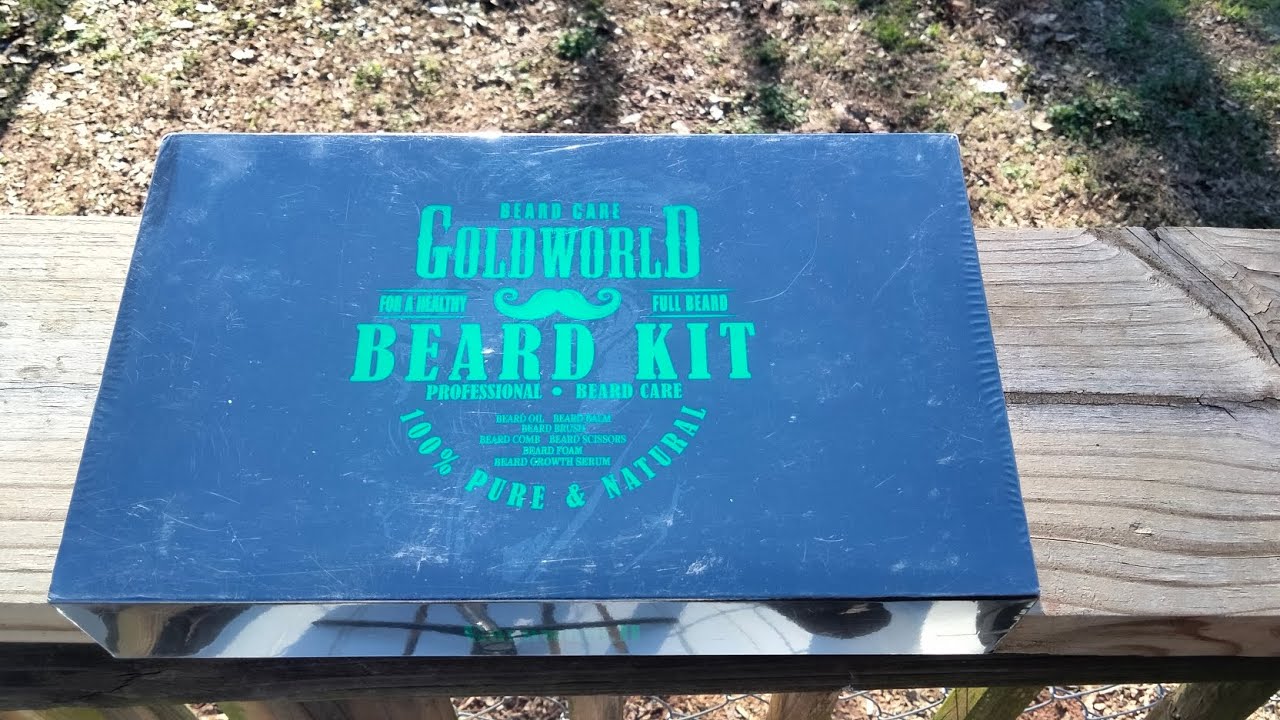 unboxing a Beard care gold world beard kit