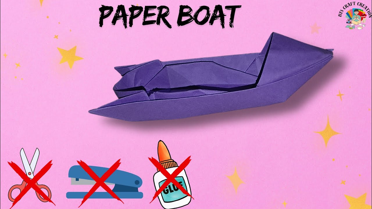 DIY Paper Boat Without Glue 🚤 | Easy Origami Boat | BTS Craft Creation 