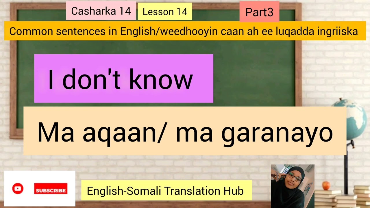 Common sentences in English-Somali/ Weedhooyin caan ah ee luqadda ingriiska #english #translate