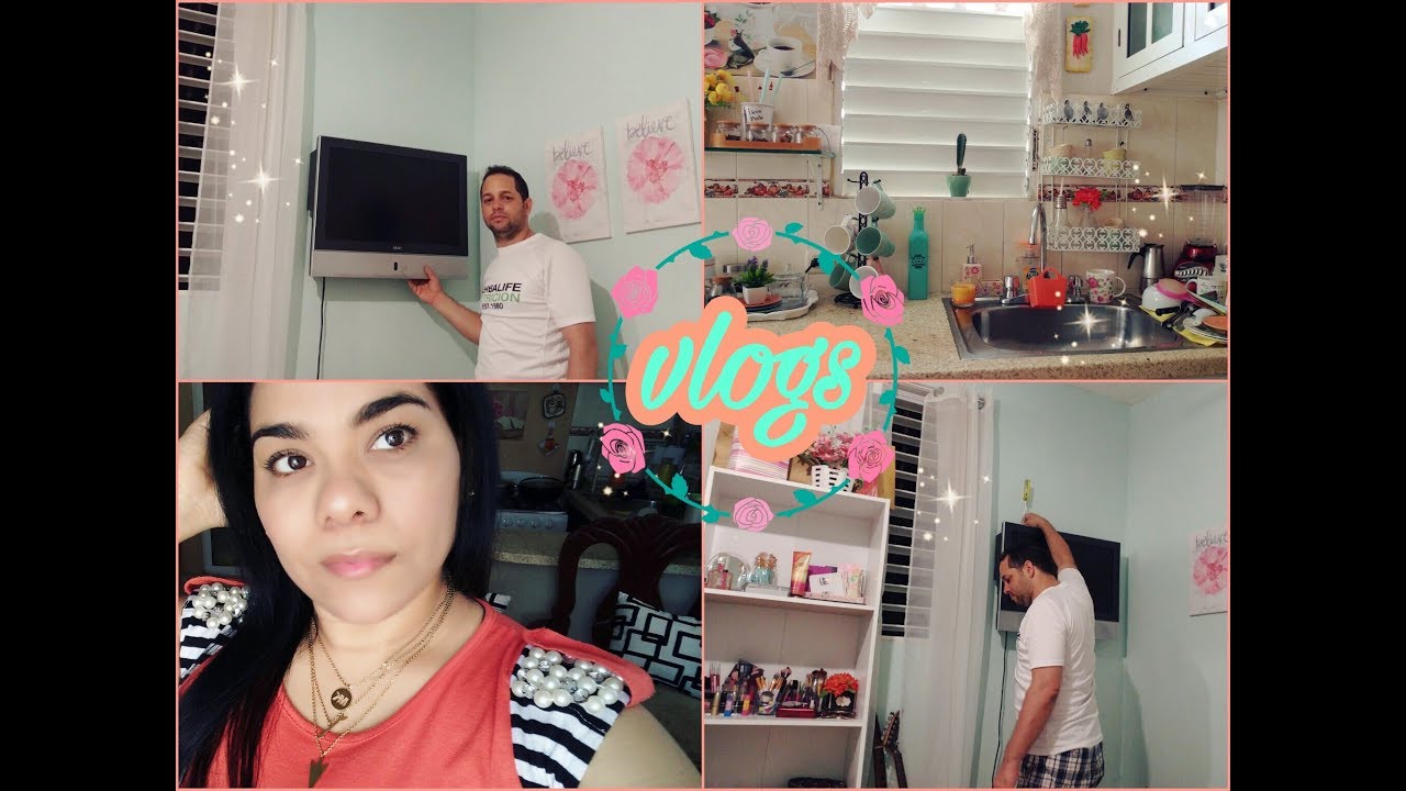 Colgando la TV en mi cuarto/me senti bien mal/limapiando en la cocina/vlogs