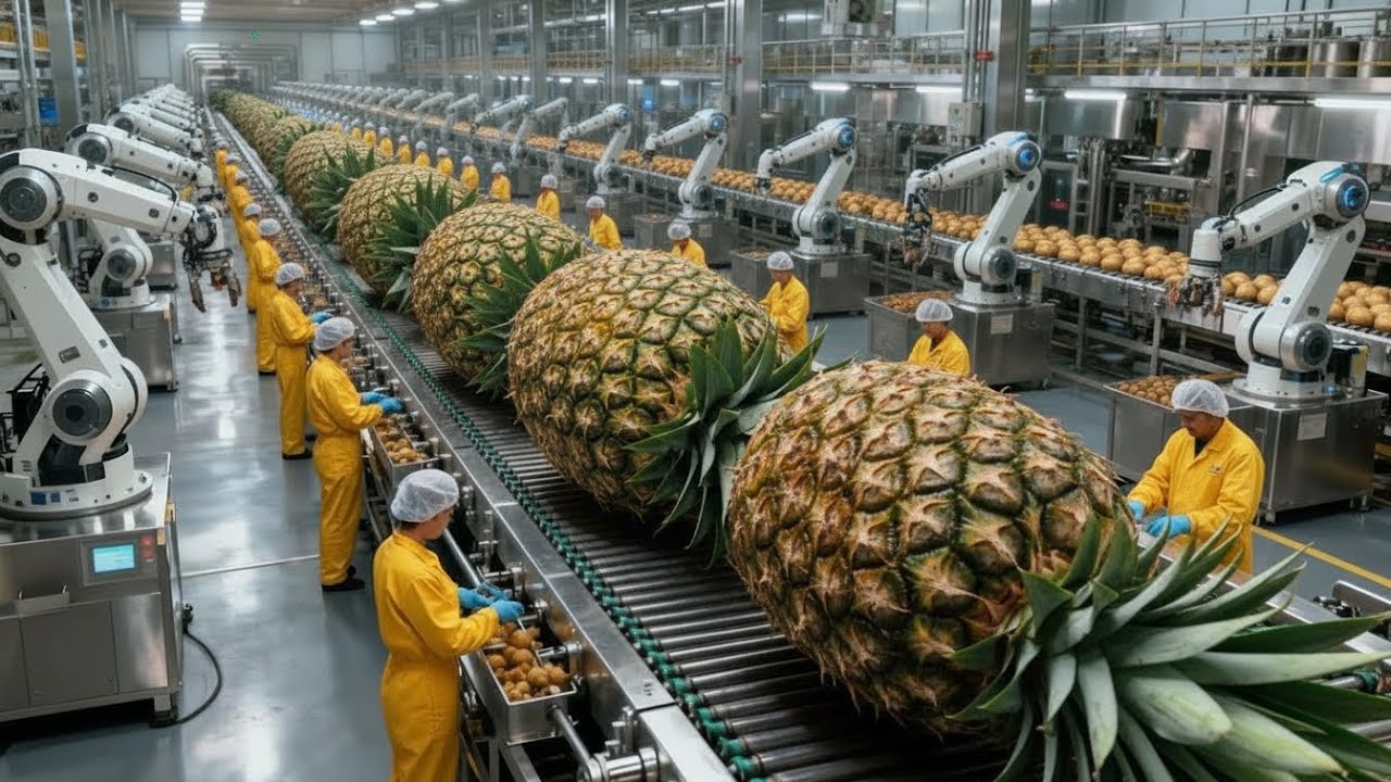 How Pineapple Slices Are Made, Inside a Modern Fruit Processing Plant