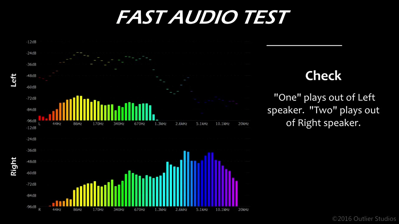 Test loa stereo với c&aacute;c d&atilde;i tần số.