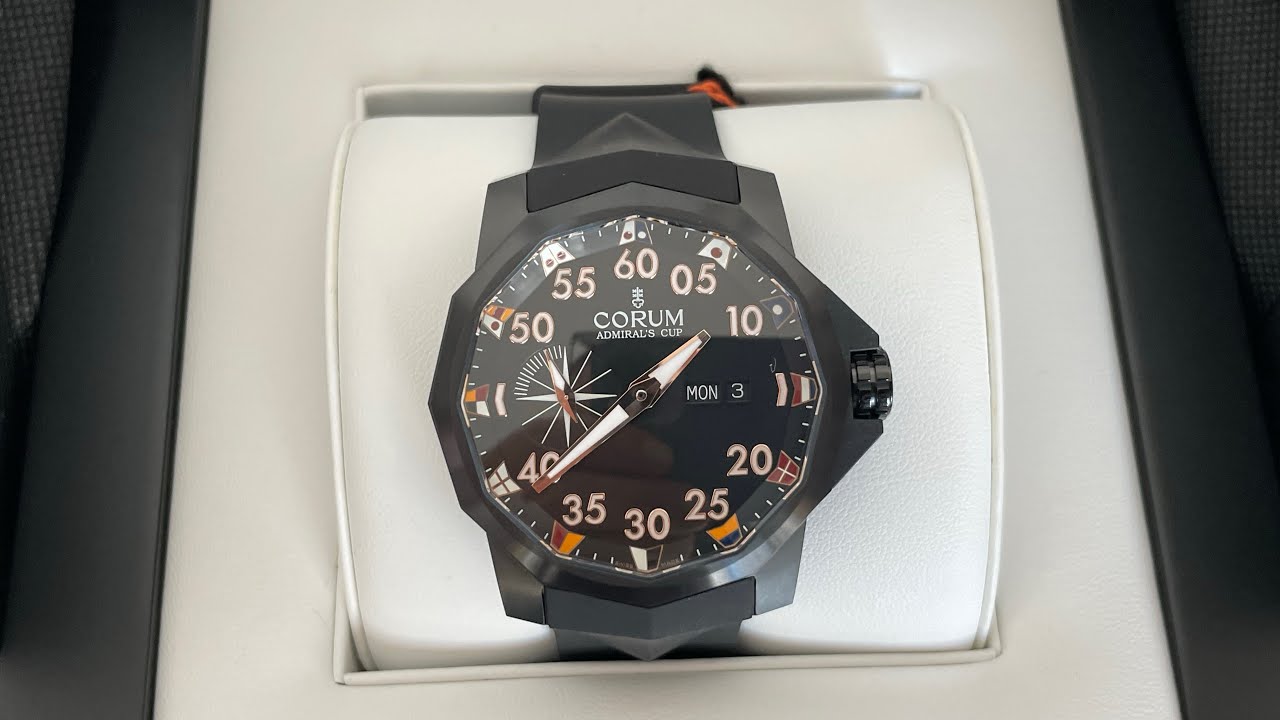 Unboxing Corum A690/04314 Admirals Cup Competition automatic black PVD watch