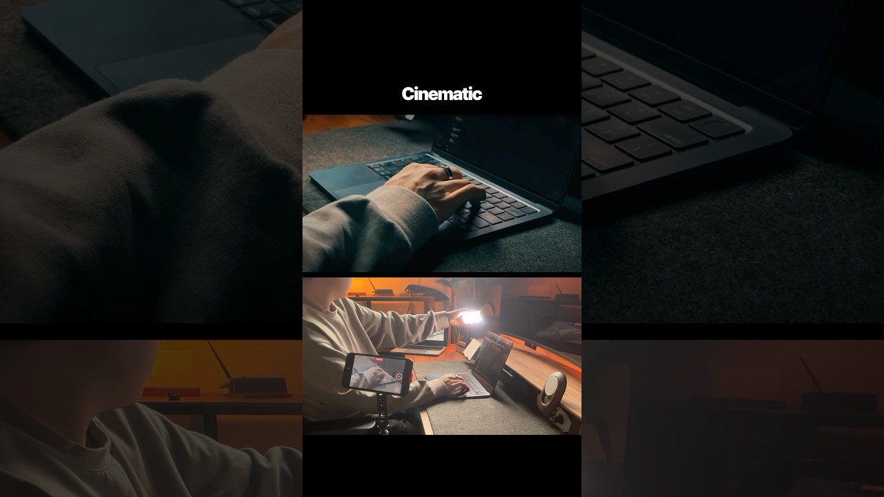 Normal VS Cinematic: Typing scene ✨ shoot the shadow side #cinematic #cinematography #videography