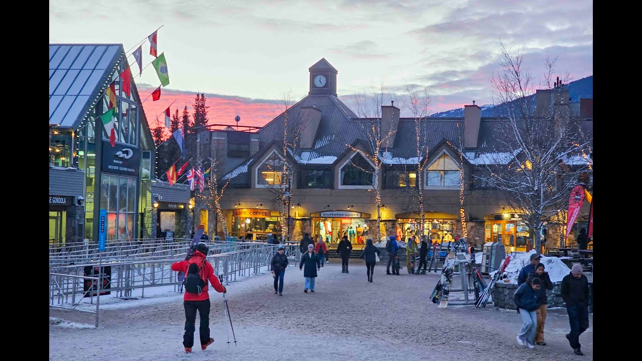 Winter Walk Through Whistler Village |  Snowy Streets, Mountain Views & Cozy Vibes