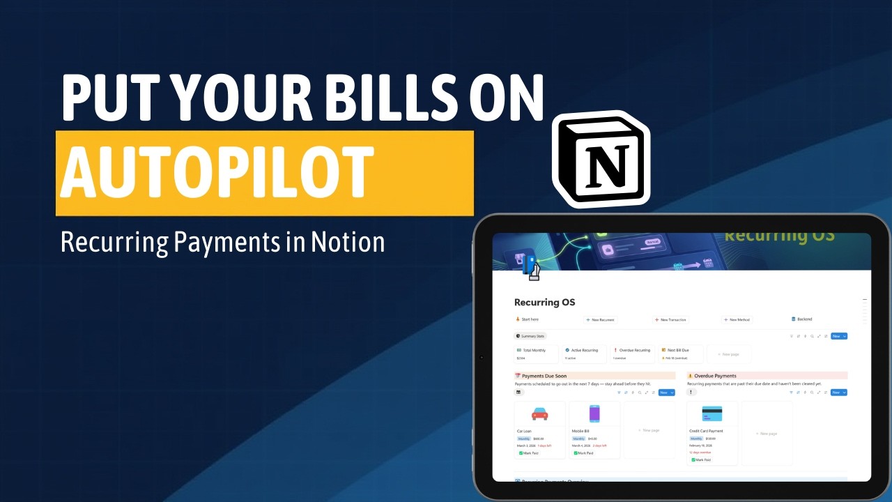 Never Miss a Bill Again — Notion Template for Recurring Payments