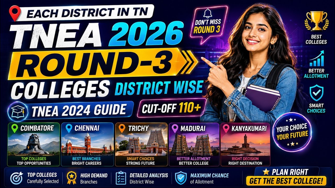🚨 TNEA 2026 Round 3 District-Wise Top Colleges | Coimbatore, Trichy, Madurai & Kanyakumari