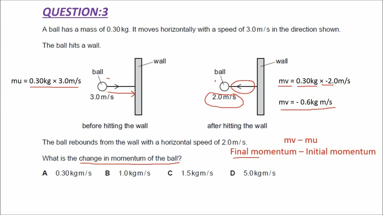 Momentum and Impulse past paper questions and solutions                  (IGCSE PHYSICS)