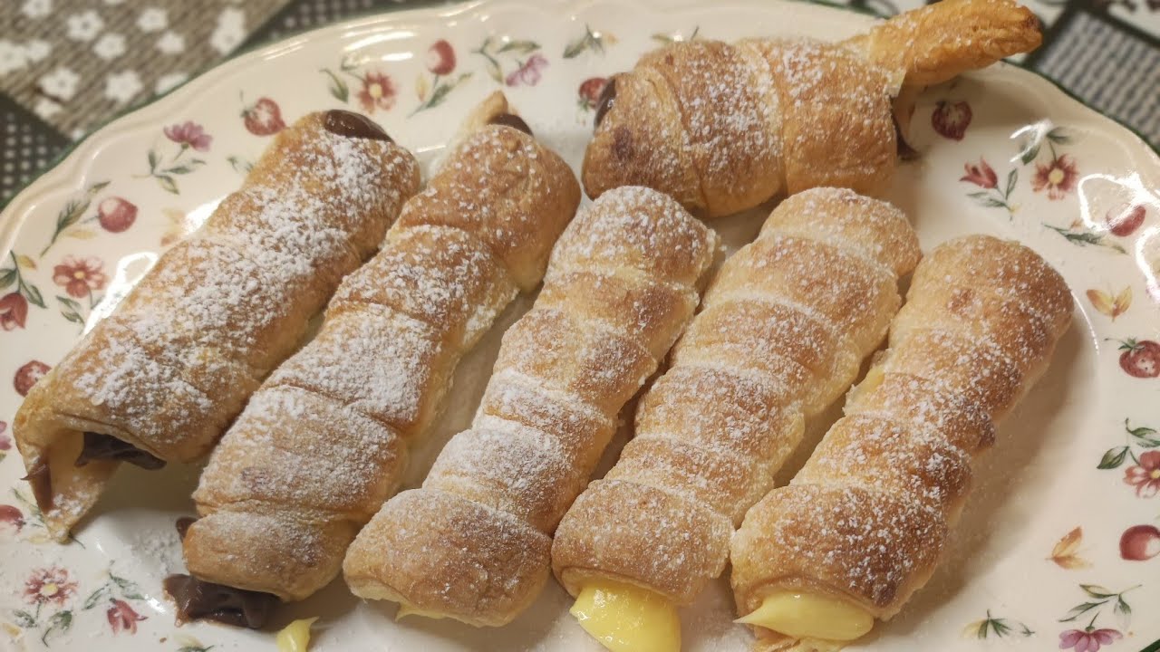 CAÑAS O CANUTILLOS DE HOJALDRE RELLENOS DE CREMA PASTELERA EN FREIDORA DE AIRE!!