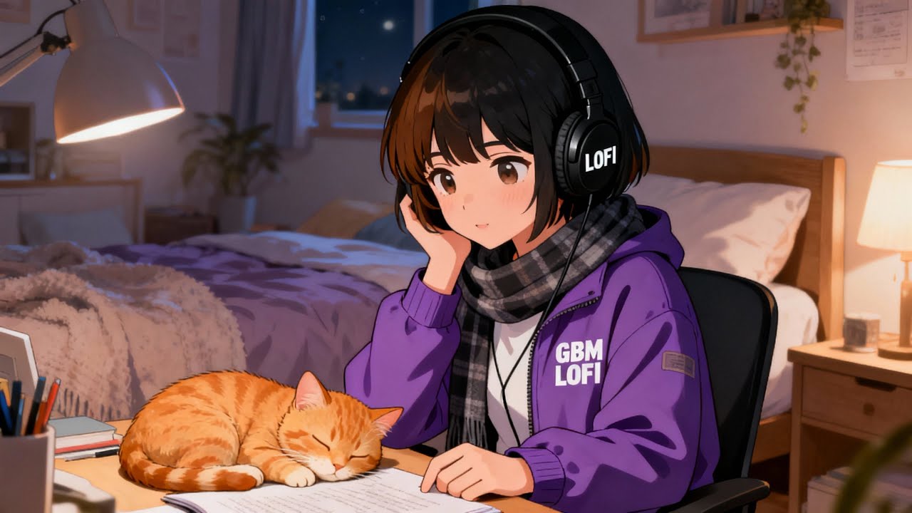 Cozy Night Lofi 🐱🌙 Soft Study Beats for Late-Night Focus