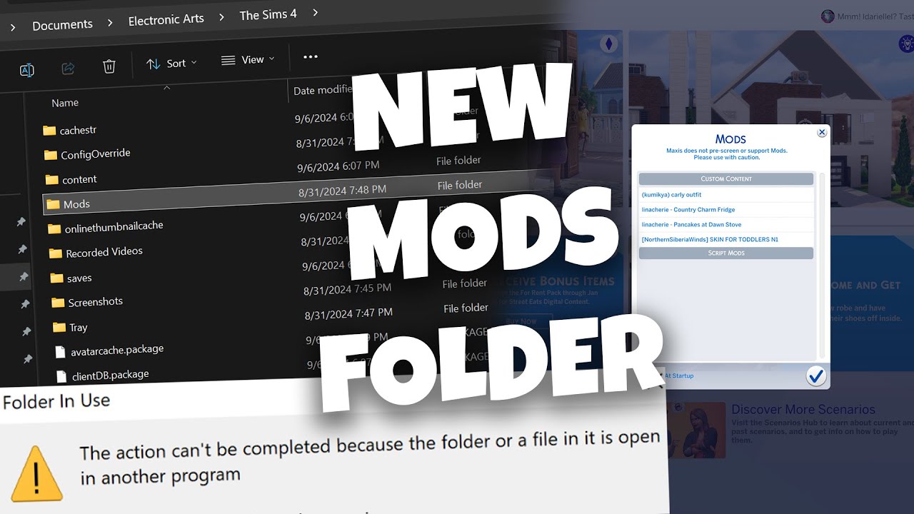 100% fix CANNOT get a NEW mods folder (Sims 4/EA app running in the background)