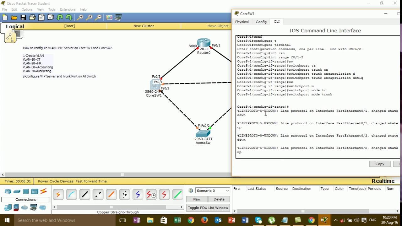 Basic How to Configure VLAN Trunking+VTP Server on Switch Layer 3