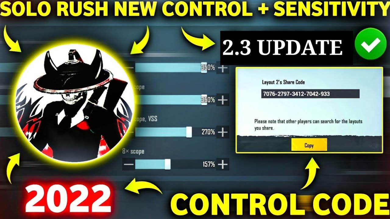 SOLO RUSH New 2.2 Sensitivity Code/Solo Rush Control code Bgmi/Pubg | Solo Rush Sensitivity