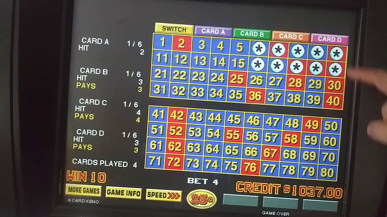 Four Card Keno: 6 Spot Patterns 10-22-20