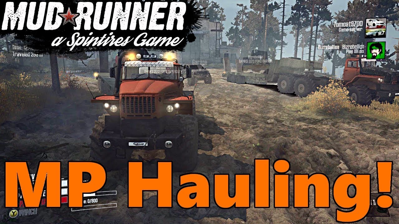 SpinTires Mud Runner: Multiplayer MODS! Hauling Trucks to the Trail w/ MASSIVE TRAILERS!