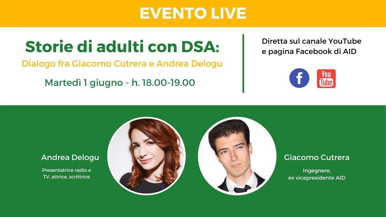 Storie di adulti con DSA: dialogo fra Giacomo Cutrera e Andrea Delogu