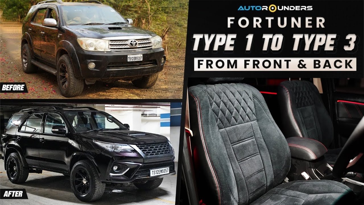 Fortuner modified from Type 1 to Type 3 in a burning black shade with premium suede seat covers