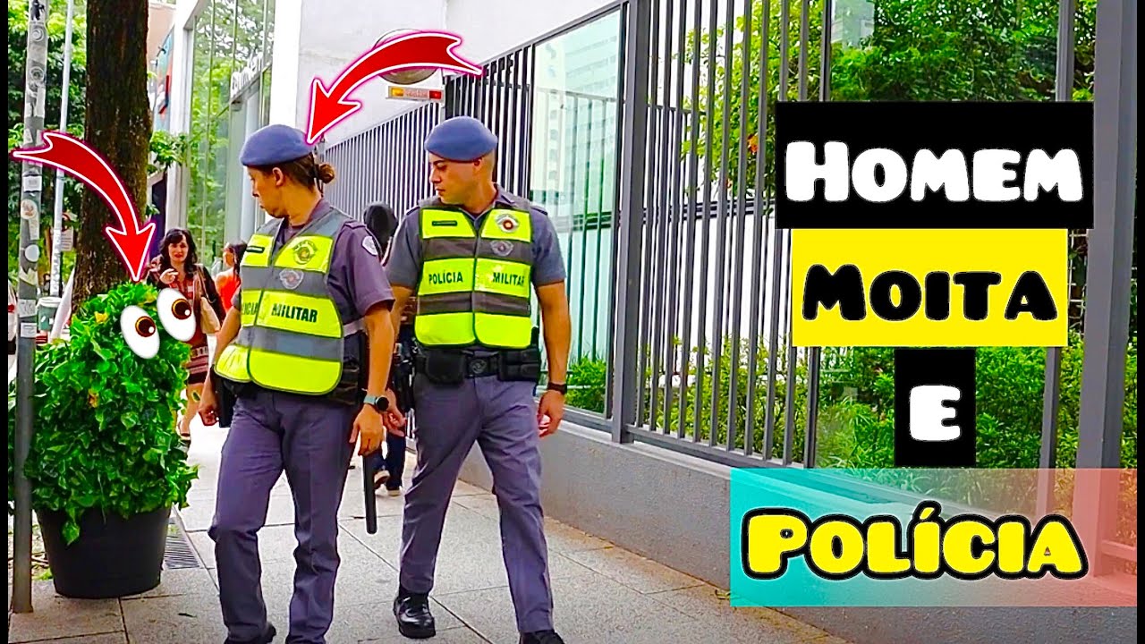 Pegadinha: Homem Moita quase lascou da Policia Brasileira / Bushman Prank