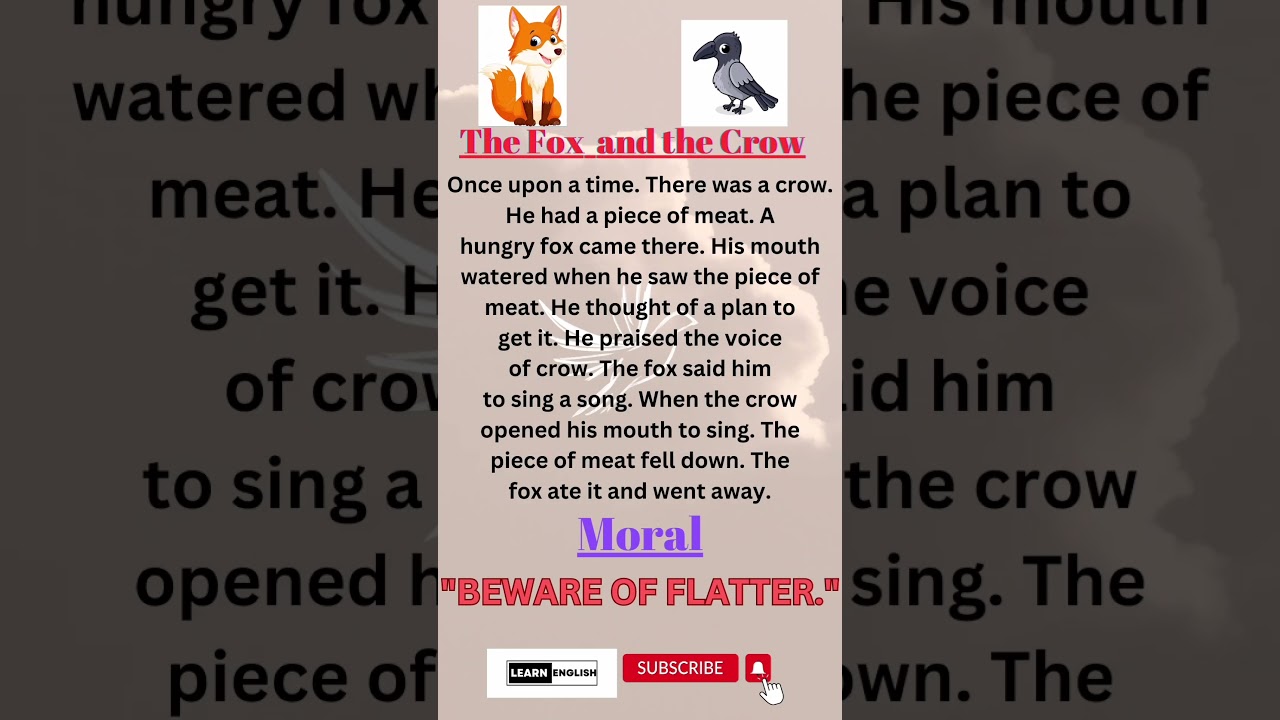 The Fox and the Crow|| Short Stories with Moral for Learning English|| #englishpractice #education