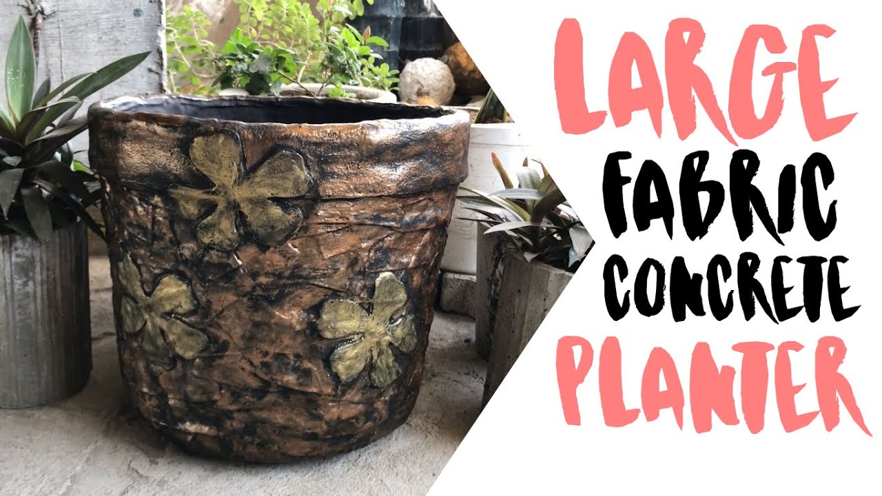 How to Make a Large Concrete Pot Using Old Clothes and Cement | Fabric Concrete Planters