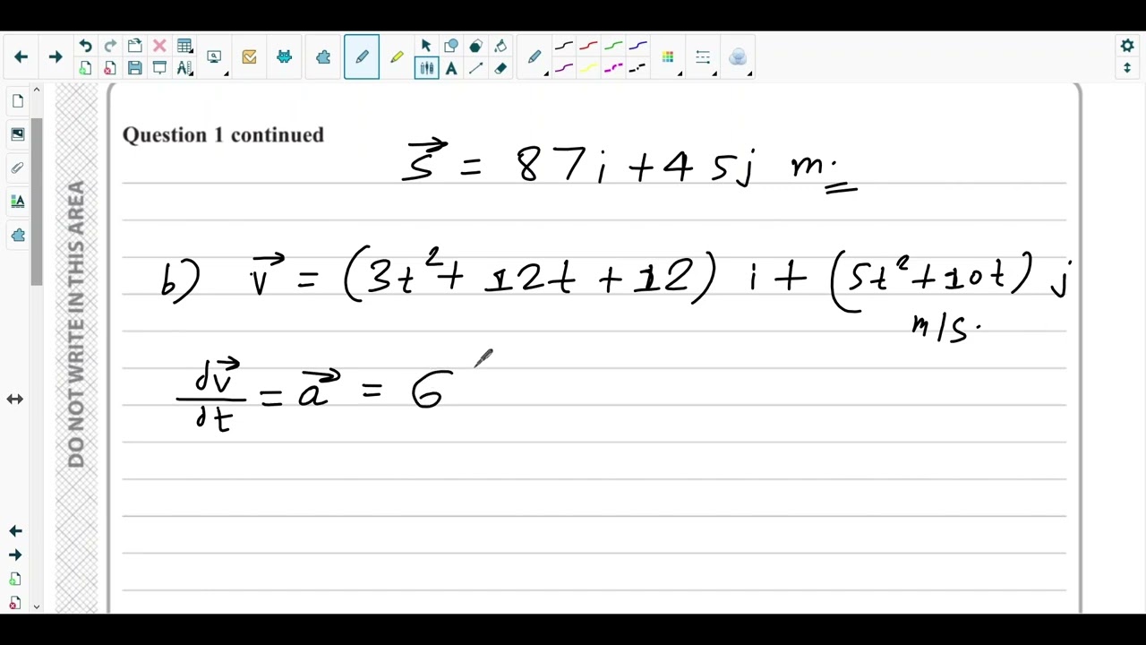 Q.NO.1-Variable Acceleration, Position-Velocity-Acceleration Vector, Calculus of SUVAT Vectors.
