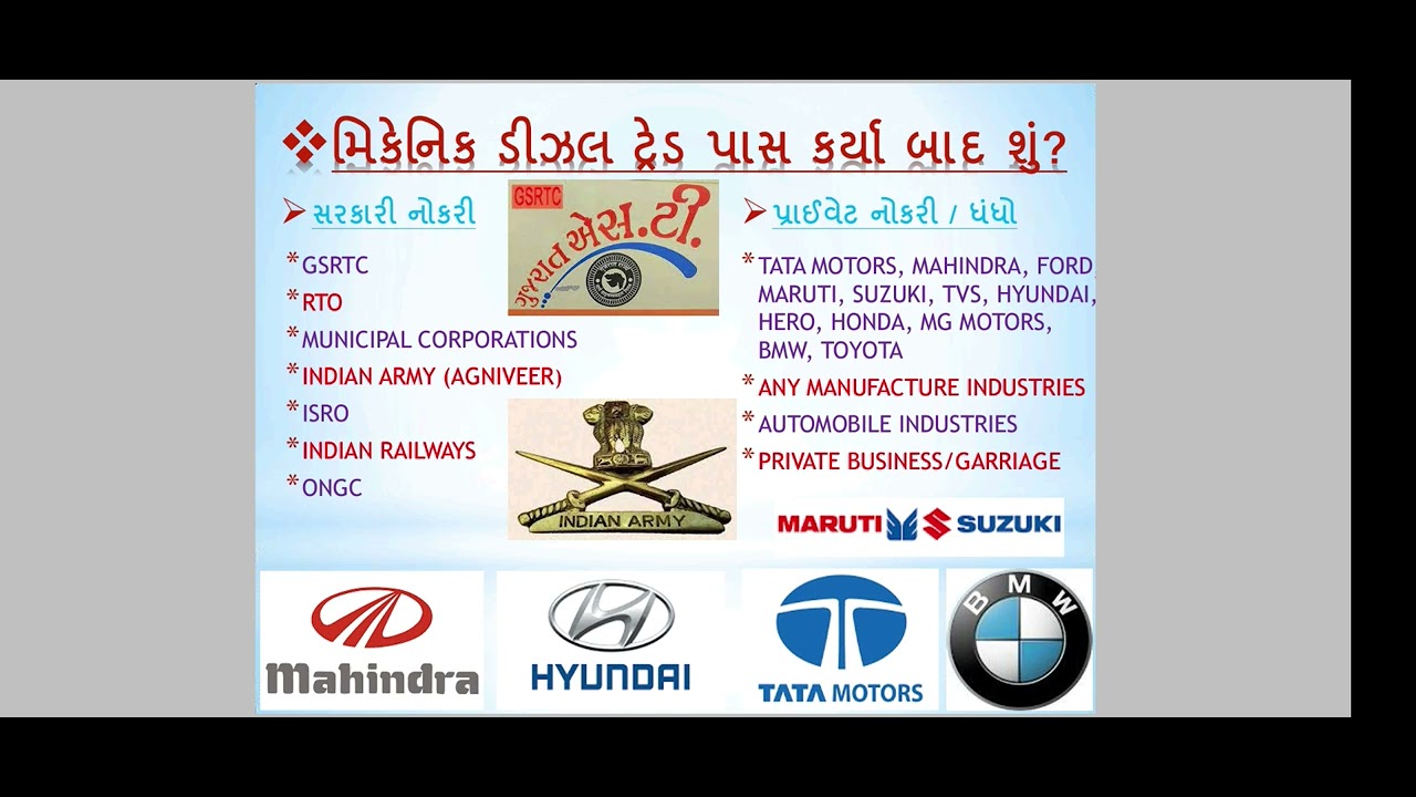 ITI DIESEL MECHANIC TRADE INFORMATION GUJARATI, ITI ADMISSION, ITI MECHANIC DIESEL TRADE DETAIL
