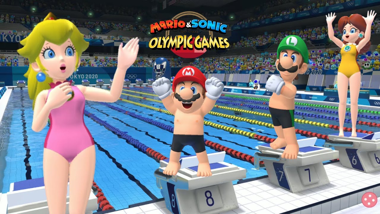 Swimming Gameplay Very Hard Mario & Sonic At The Olympic Games Tokyo 2020 Mario Sonic Peach Daisy &