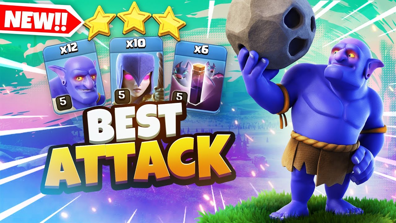 Th13 Ice Golem Bowler Witch Attack With 6 Bat Spell | Best Th13 Attack Strategy in Clash of Clans🔥