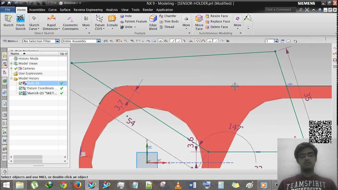 Siemens NX - Sketch Part-3 - Project Curve, Trim, Move, Offset, Resize & Delete Curve