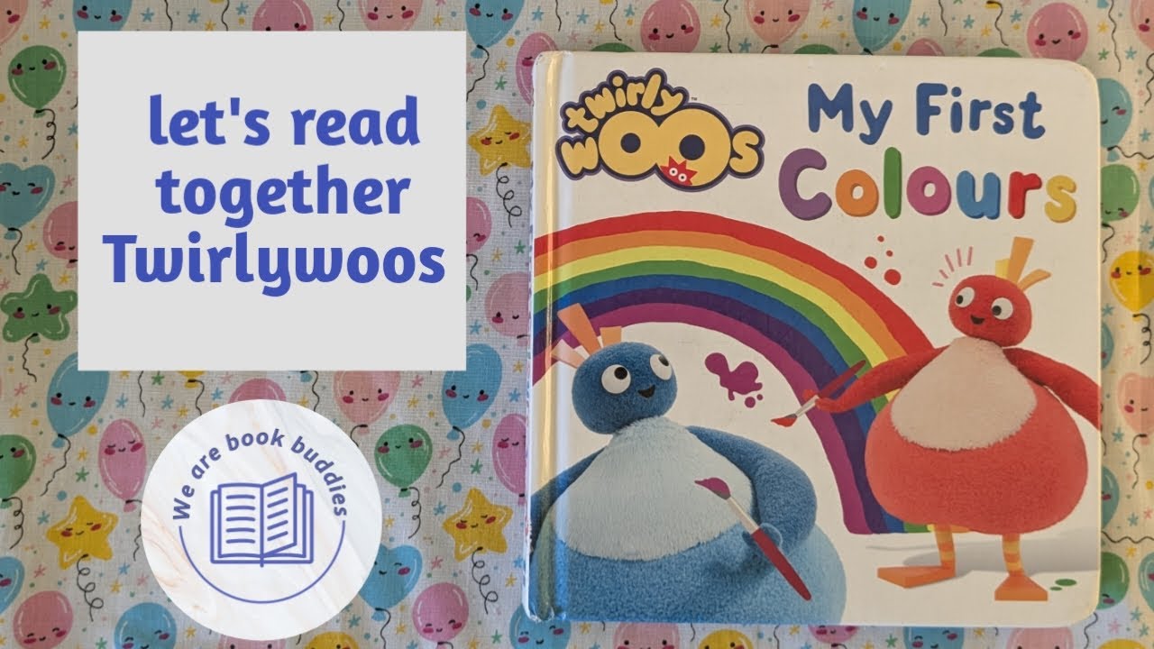 Let's read together a Twirlywoos book. My First Colours. Read and colour together.