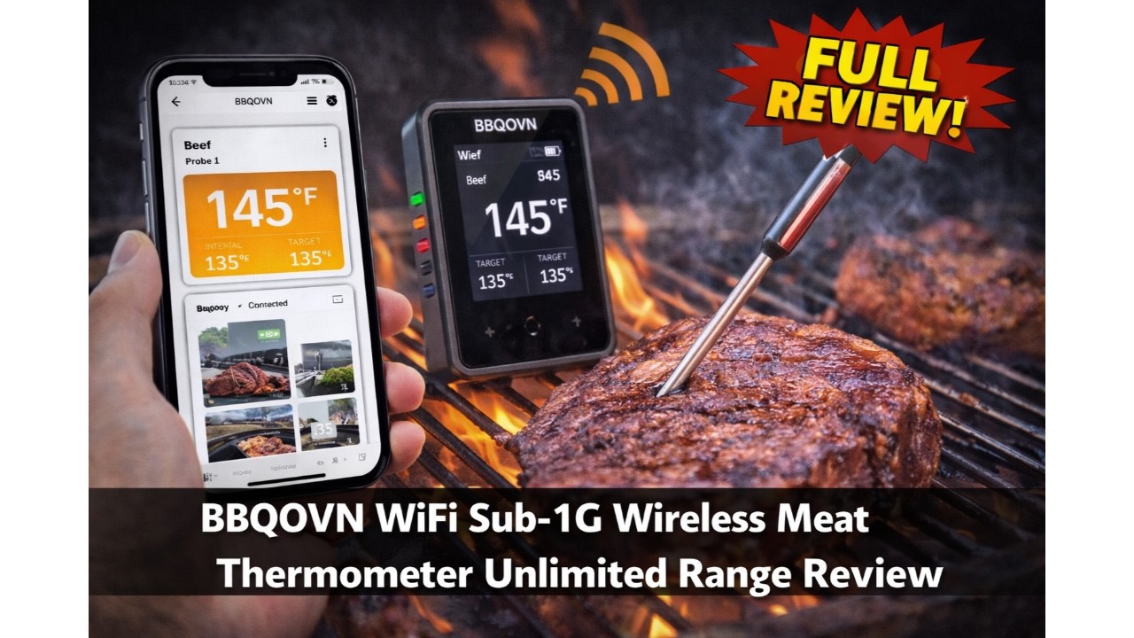 🥩 BBQOVN WiFi Sub-1G Wireless Meat Thermometer Unlimited Range Review 📡
