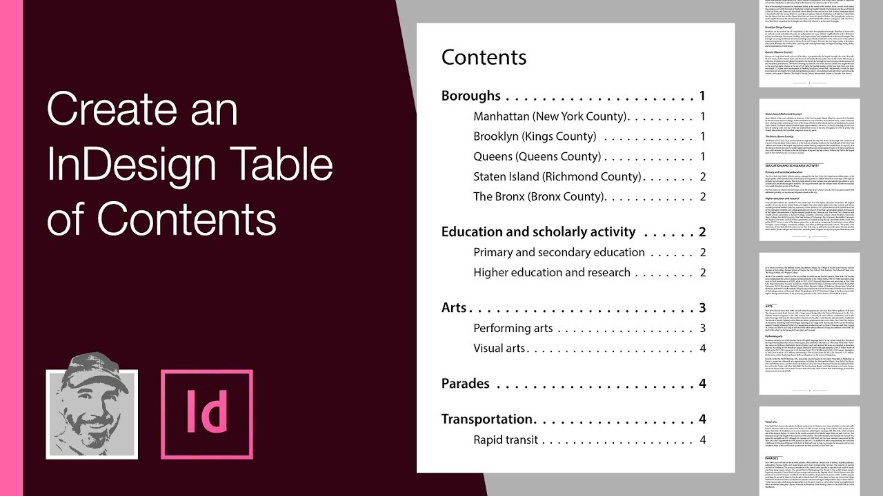 Создайте оглавление в InDesign