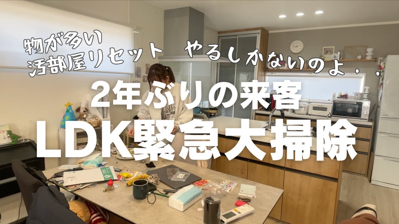 【緊急リセット】来客直前！汚部屋の【緊急大掃除】汚家 もうやるしかないでしょ ズボラ主婦 vlog LDK リセット キッチン ダイニング リビング