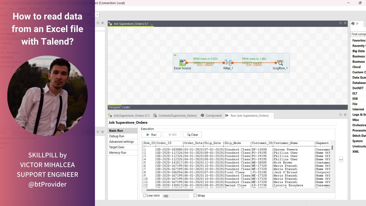 How to read data from an Excel file with Talend?