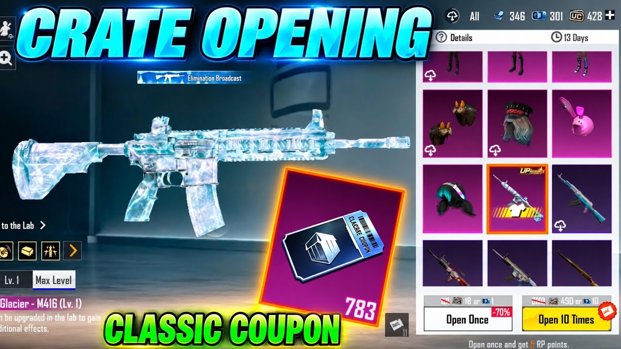 BGMI M416 Glacier Classic Crate Opening Secret | Get The M416 Glacier Using Classic Coupons 2026