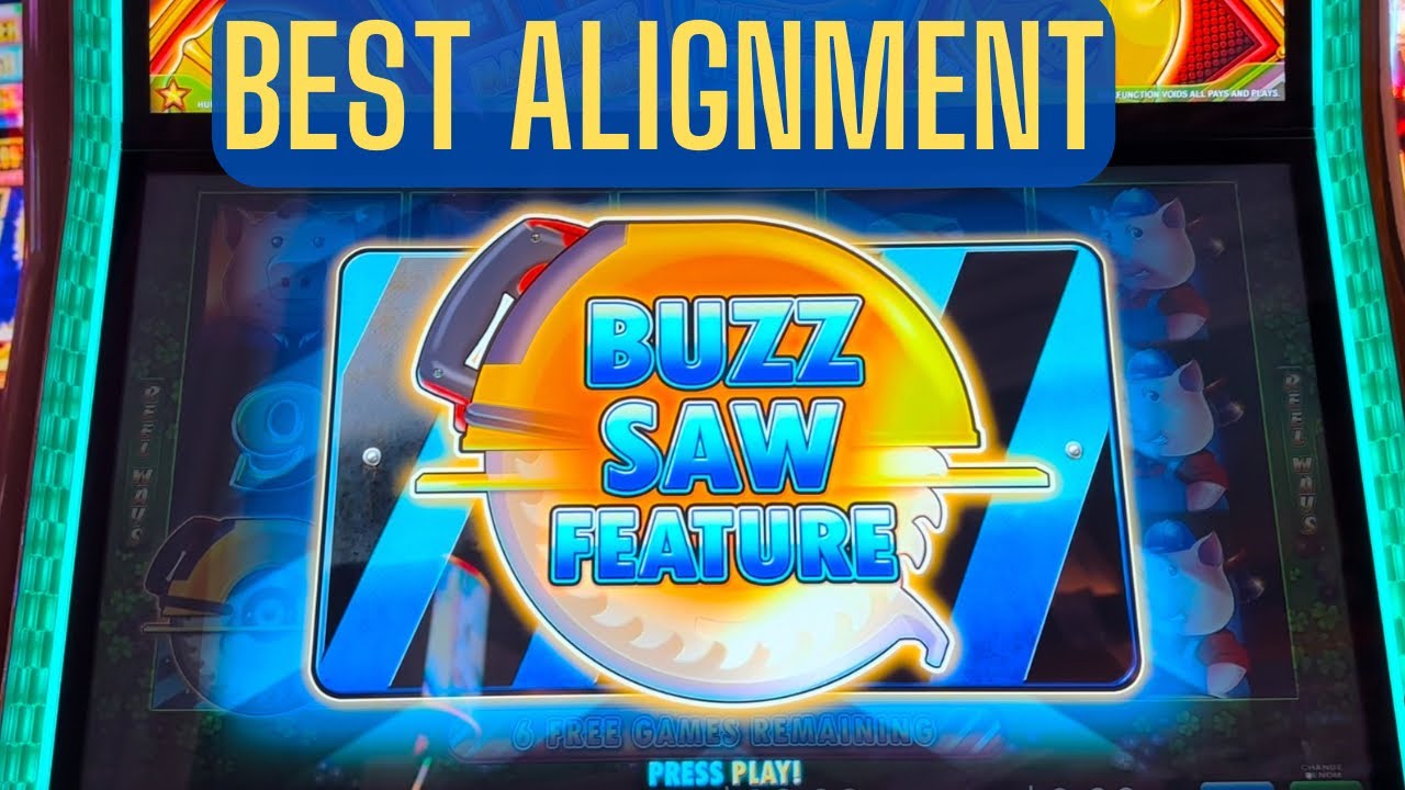 Идеальное выпадение функции Buzz Saw в игровом автомате Huff N More Puff в казино Wynn