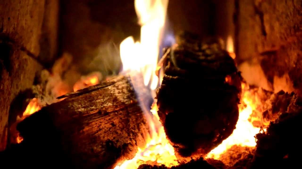 Fire in fireplace. Full hd. Fire footage.