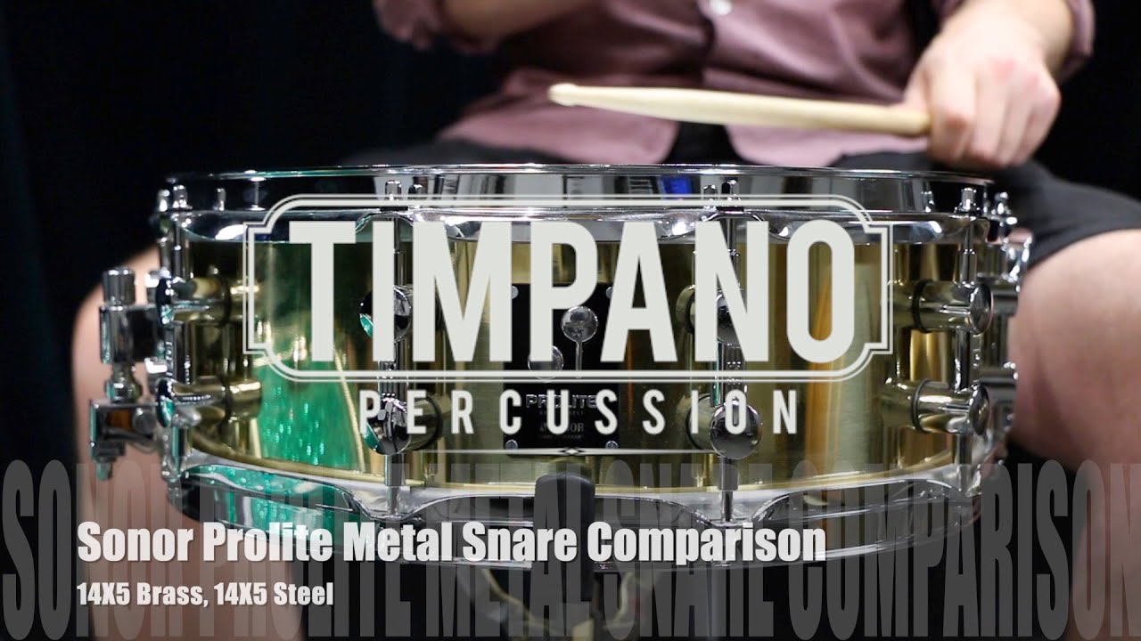 Сравнение малых барабанов Sonor Prolite Metal: латунь 14X5, сталь 14X5