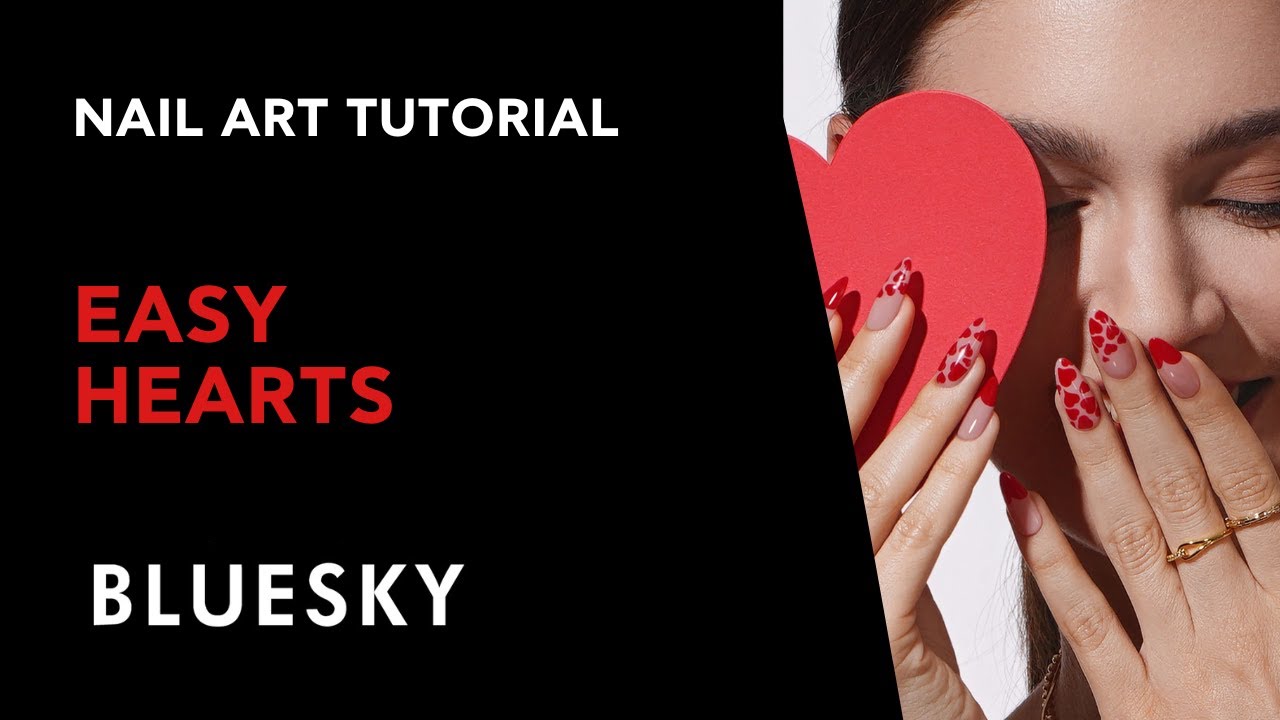 Easy Valentine Nails Red Hearts | Bluesky Cosmetics