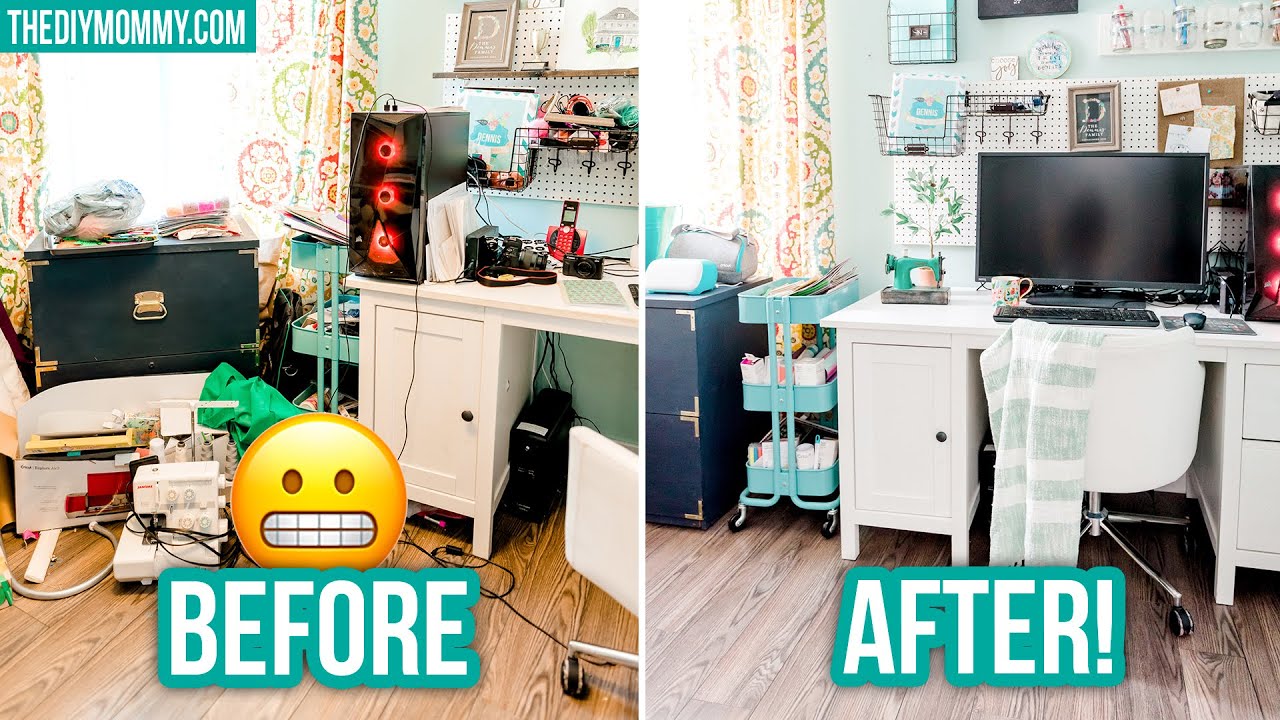 CLEAN & ORGANIZE our HOME OFFICE CRAFT ROOM with me!
