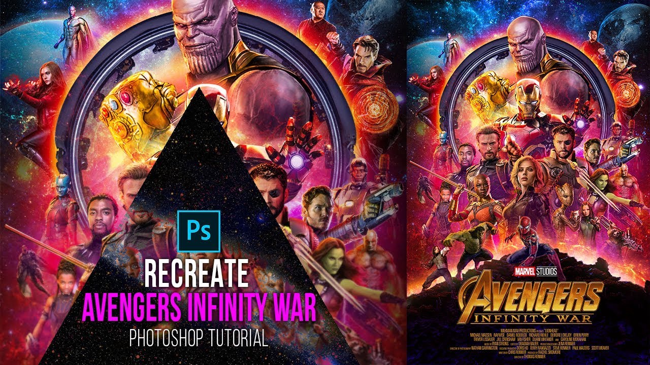 Avengers Infinity War Poster- Photoshop CC Tutorial - How To Recreate It, Digital Art
