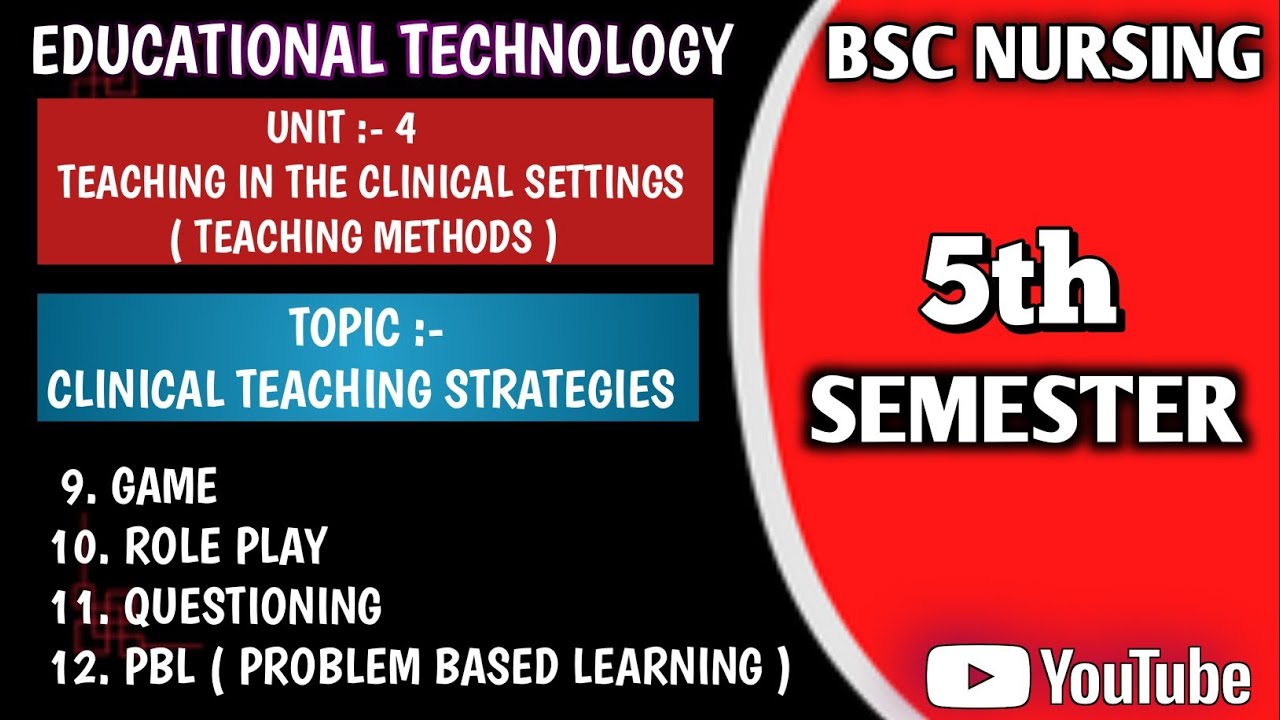 CLINICAL TEACHING STRATEGIES || PART 3 || UNIT 4 EDUCATIONAL TECHNOLOGY || BSC NURSING 5TH SEM || 