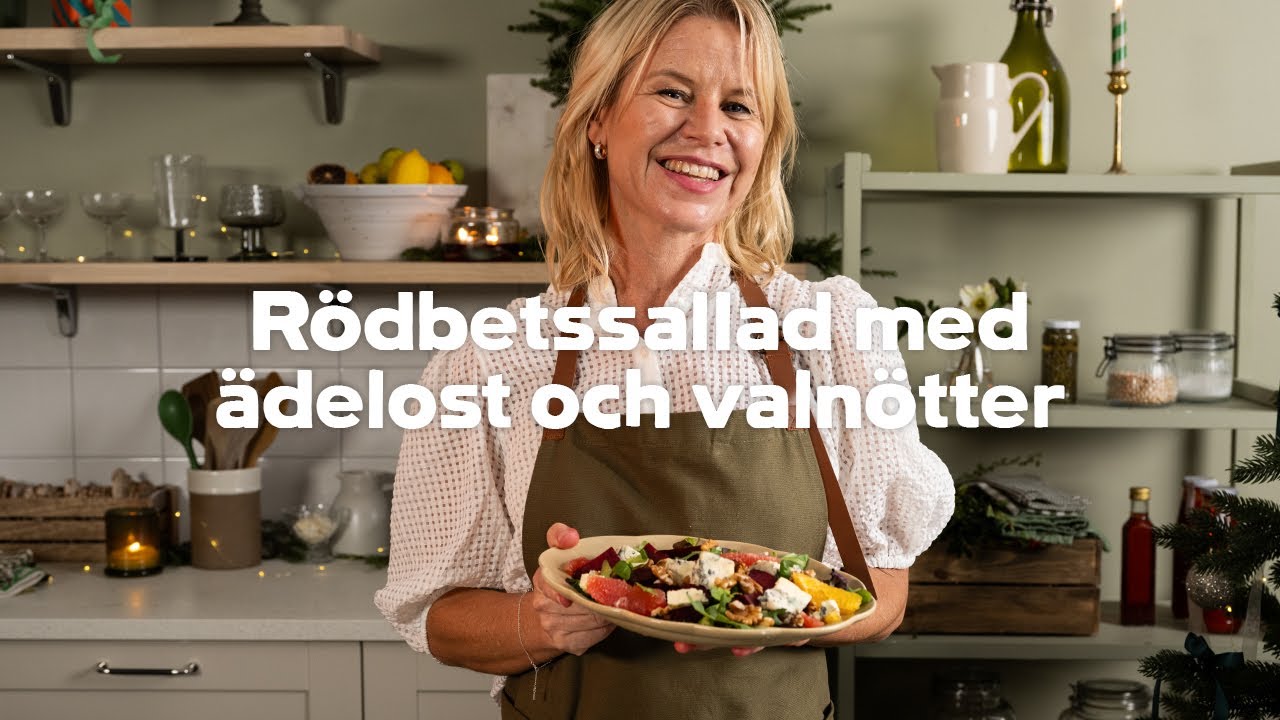 Rödbetssallad med ädelost och valnötter