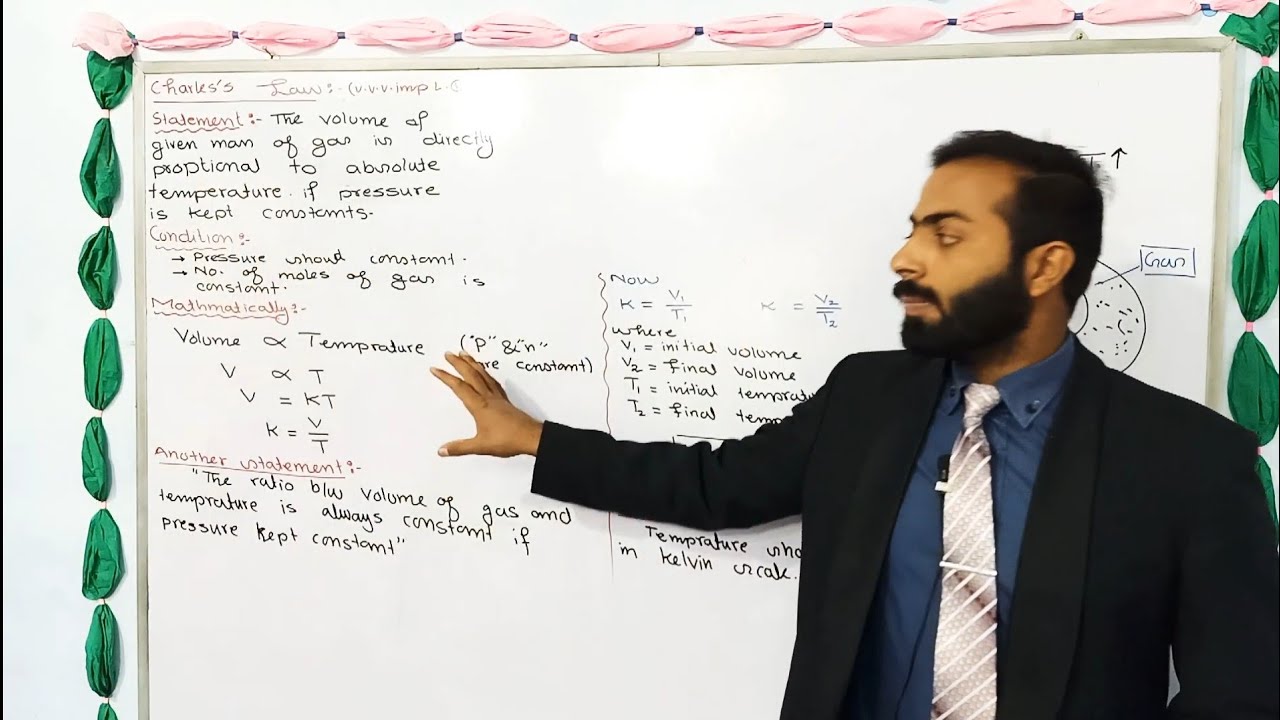 Charlas law || statement, Mathematical  explaintion of Charlas law || 9th Class chemistry || ch.no.5