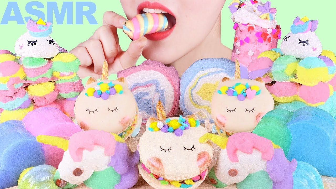 ASMR UNICORN FOOD,UNICORN CAKE,UNICORN DESSERT MUKBANG,UNICORN SHAKE,유니콘 디저트 먹방,유니콘마카롱,유니콘탕후루,유니콘쉐이크