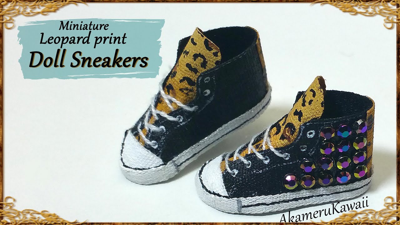 Miniature Leopard Doll Sneakers - Polymer Clay/Fabric Tutorial